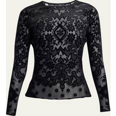 Etro Sheer Velvet Printed Top BLACK 46 IT 10 US