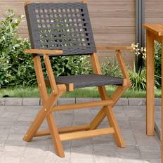 VidaXL Rattan Patio Chairs vidaXL Black Solid Wood Garden Chairs 2 Pcs Garden Dining Chair