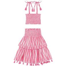 Other Sets Mer St. Barth Noelle Ikat Smocked Top & Maxi Skirt Set, Rose Pink, 10Y Maisonette