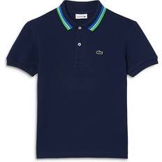 Lacoste Boy's Tricolour Pique Tipped Polo - Navy Blue/Blue/White/Green