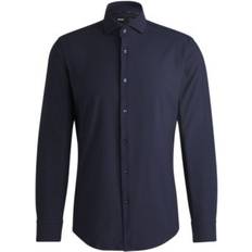 Tops HUGO BOSS Men's Structured Performance Slim-Fit Dress Shirt Dark Blue