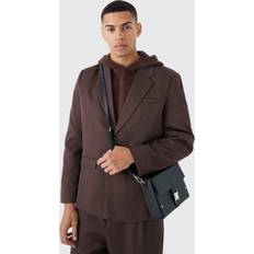 Mies - Ruskea Blazerit boohooMAN Oversized Breasted Blazer - Chocolate Mix Match