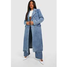 Boohoo Clothing boohoo Womens Double Breasted Denim Trench Coat Blue