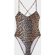 Beige - Dam Baddräkter Ganni Baddräkt Printed V-neck Leopard