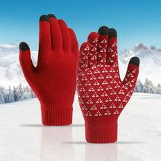 Red Gloves & Mittens Mrulic Sold by: hwgdss, gloves for women Cuff Winter Screen For Men Gloves AntiSlip Gloves Upgraded Knit Soft Thermal Elastic Women Gloves Red One