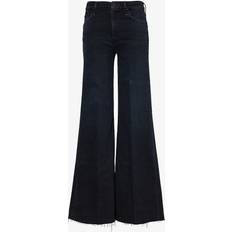Mother Womens Night In Venice Raw-hem Wide-leg Mid-rise Stretch-denim Jeans