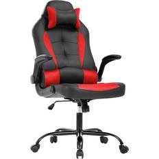 Gaming Chairs BestOffice PC Gaming Chair Ergonomic Chair Desk Chair with Lumbar Support Flip Up Arms Headrest PU Leather Executive High Back Computer Chair for Adults Women Men Red