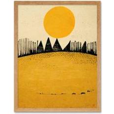 Yellow Framed Art ARTERY8 Print Minimalist Tribal Dessert Yellow Painting Framed Art