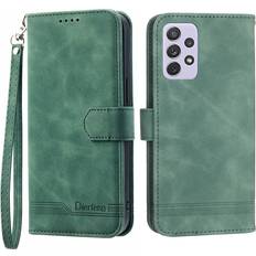 DRF Green, Samsung A72 4/5G For Samsung Galaxy Case, Leather Wallet Flip Case With Strap