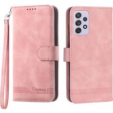 DRF Pink, Samsung A72 4/5G For Samsung Galaxy Case, Leather Wallet Flip Case With Strap