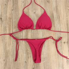 Red Bikini Sets Buyisi Sold by: TRADE, Women Thong Set Side Tie Sexy Swimsuit Bandage Style Brazilian Swimwear Wine red