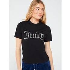 Juicy Couture Tops Juicy Couture Diamante Logo Cotton Girlfriend T-shirt Black, Black, Xxs, Women