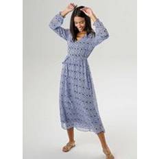 Aniston Printed Long Sleeve Maxi Dress Transparent