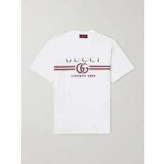 Gucci Herre Overdeler Gucci Logo-Print Cotton-Jersey T-Shirt Men White