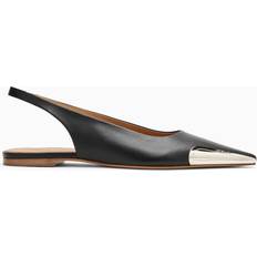 Off-White Heels & Pumps Off-White Black Slingback With Metal Tip