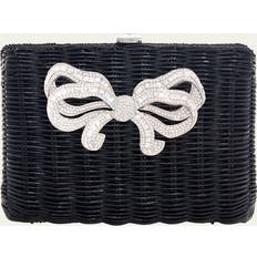 Brass Clutches Hailey Bow Basket Clutch Bag SILVER BLACK