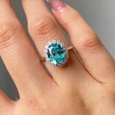 Shein 1pc Fashionable Promise Ring With Green Cubic Zirconia, Engagement Or Wedding Ring, Suitable For Women's Evening Decoration