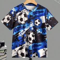 Shein Tween Boys' Soccer Printed Short Sleeve T-Shirt