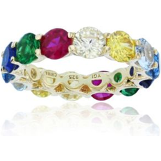 Macy's Eternity Rings Macy's Rainbow Colored Cubic Zirconia Eternity Band in 14k Yellow Gold Plated Sterling Silver Rainbow