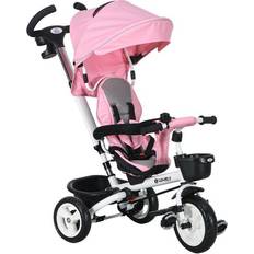 Tricycles Homcom 6 in 1 Baby Push Tricycle with Parent Handle Pink