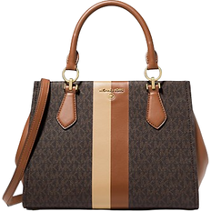 Michael Kors Marilyn Medium Logo Stripe Satchel - Brown/Luggage