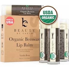 Beauty By Earth Organic Lip Balm 4 Pack Beeswax Vanilla Chapstick