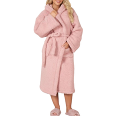 Pink - Women Sleepwear OHS Teddy Dressing Gown - Blush Pink