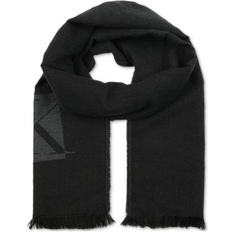 Accessories Calvin Klein Men's Inverse Ck Logo Yarn Dye Scarf Black Grey ONE SIZE