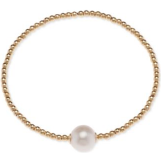 Macy's Pearl Bracelets Macy's Cultured Freshwater Pearl 9-1/2mm & Polished Bead Solitaire Coil Bracelet in 18k Gold-Plated Sterling Silver Pearl 7 inches