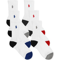 Boys Underwear Polo Ralph Lauren 6-Pk. Color-Blocked Crew Socks, Little Boys & Big Boys White 8-9.5