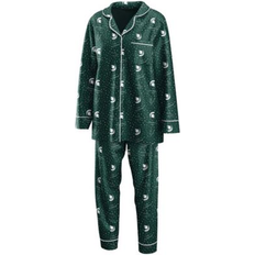 Green Pyjamas Wear by Erin Andrews Women's Green Michigan State Spartans Long Sleeve Button-Up Shirt Pants Sleep Set Green 2 XLarge