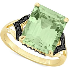 Macy's Green Jewelry Macy's Green Quartz 5-1/3 ct. t.w. & Black Sapphire 3/8 ct. t.w. Statement Ring in 18k Gold Flash-Plated Sterling Silver Green Quartz