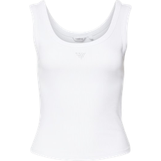 Guess Rhinestones Triangle Logo Tank Top - White