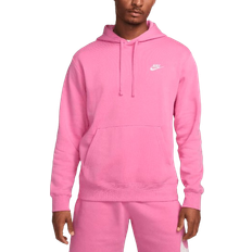 Men - Pink Sweaters Nike Sportswear Club Fleece Pullover Hoodie - Playful Pink/White