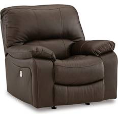 Signature Design by Ashley Leather Match Power Rocker Standard Recliner Brown Armchair 41"