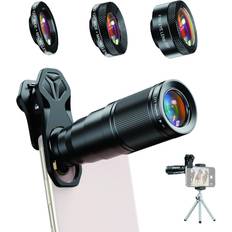 Tomtop Jms APEXEL APL-22X105-4IN1 Metal Phone Camera Lens 22X Telephoto Lens Fisheye Lens Wide Angle Lens