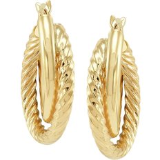 Gold Earrings Macy's Twisted & Smooth Small Hoop Earrings - Gold