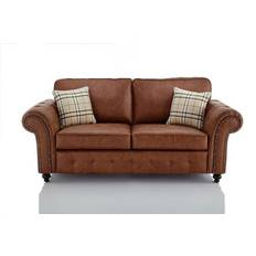 Leather Sofas - Wood Furniture 786 Oakland Tan Brown Sofa 210cm 3 Seater