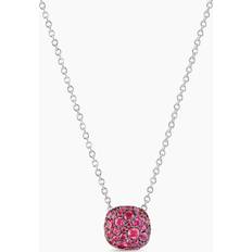 David Yurman White Gold Necklaces David Yurman Cushion Pendant Necklace in 18K White Gold with Pavé Red Rubies Red Ruby 18 IN