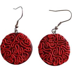 Red Earrings Les Tresors De Lily Handgefertigte Kubismus Ohrringe - Rote