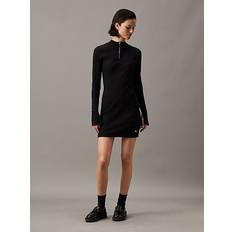 Calvin Klein Donna Vestiti Calvin Klein Abito Half Zip Dress - Nero