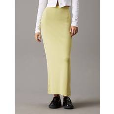 Calvin Klein Dam Kjolar Calvin Klein Slim Ribbed Cotton Midi Skirt - Green