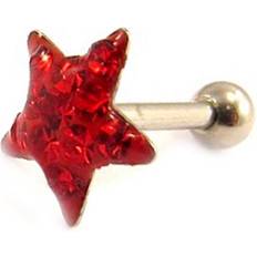 Red Earrings Les Tresors De Lily Micro Langhantel Star - Rot