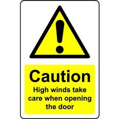 KPCM Display Ltd Caution high winds take opening door sign