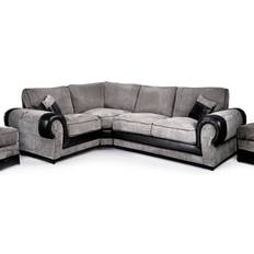 4 Seater - Corner Sofas Large Portland Grey/Black Sofa 265cm 3pcs 4 Seater