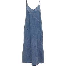 Dame - Midikjoler Only Midi Denim Dress - Blue/Light Blue Denim