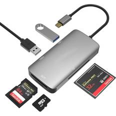 DOCK-142 USB-C 3.0 Adapter SD / TF CF Card Reader, 2xUSB3.0 5Gbps Space Gray