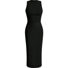 Shein EZwear Solid Ruched Waist Tank Dress