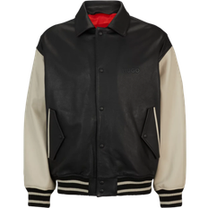 HUGO BOSS Embossed Logo Varsity Jacket - Black