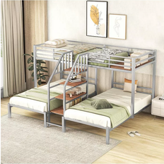 Built-in Storages Bunk Beds Simplie Fun Metal Twin Over Triple With Storage Bunk Bed